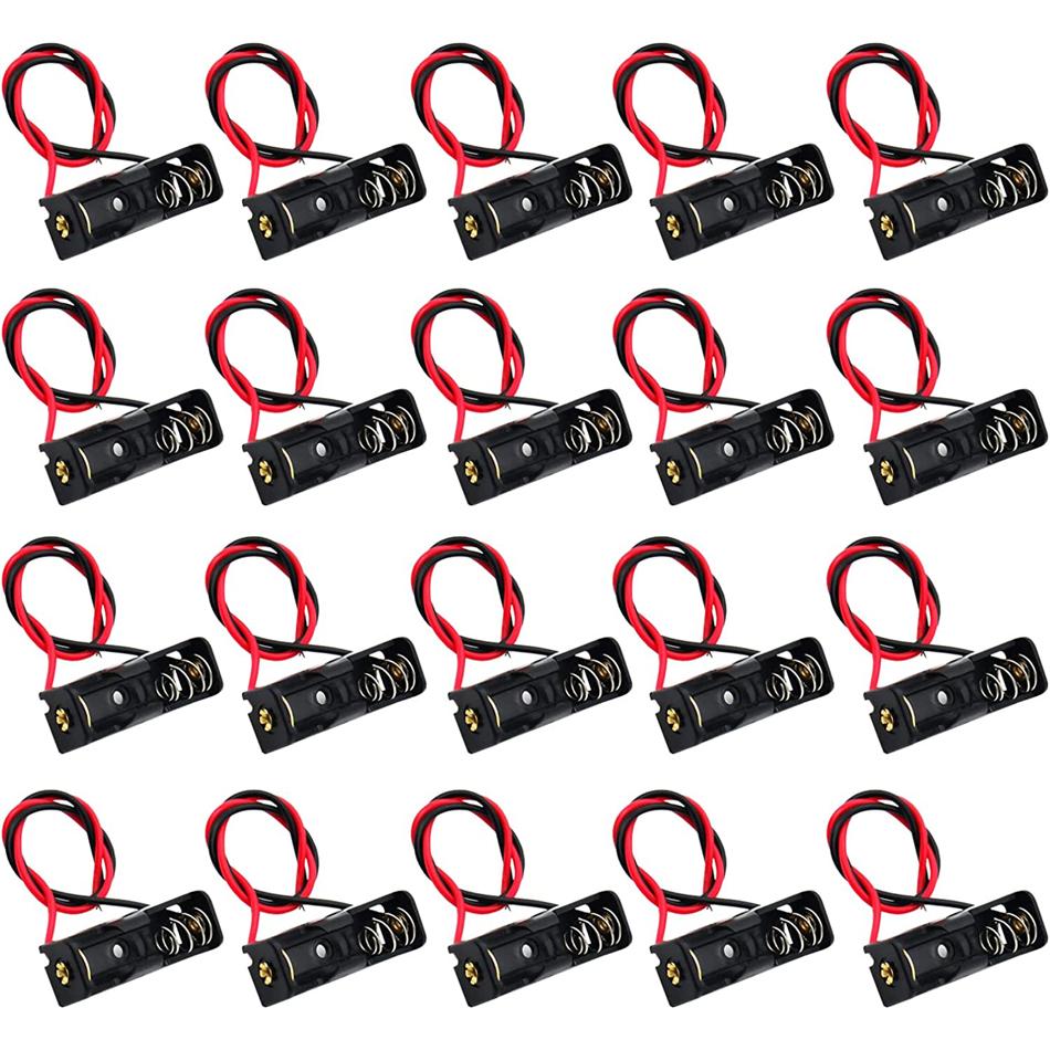 20 cái Giá đỡ pin A23 Giá đỡ pin 23A có dây dẫn Giá đỡ pin 12V Vỏ kẹp lò xo Vỏ nhựa màu đen Màu sắc: 20 cái