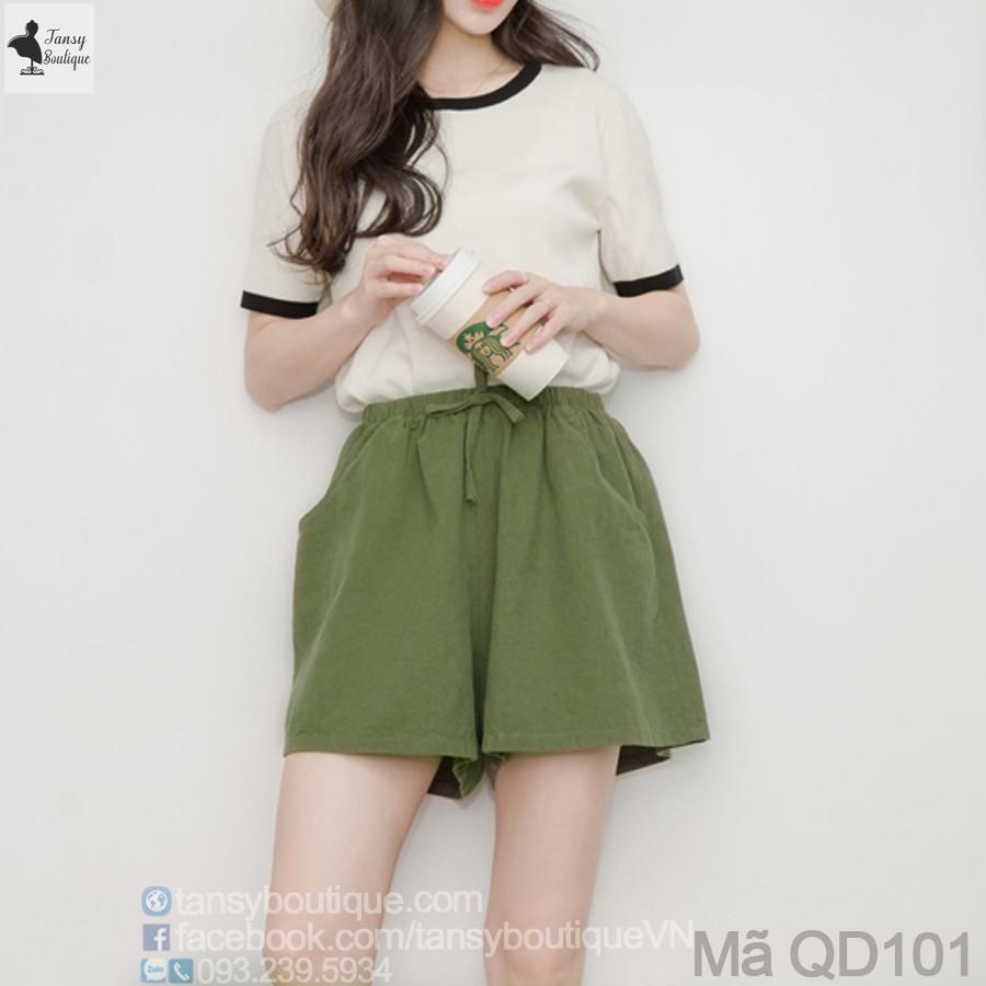 Quần shorts nữ, quần đùi đũi cạp chun