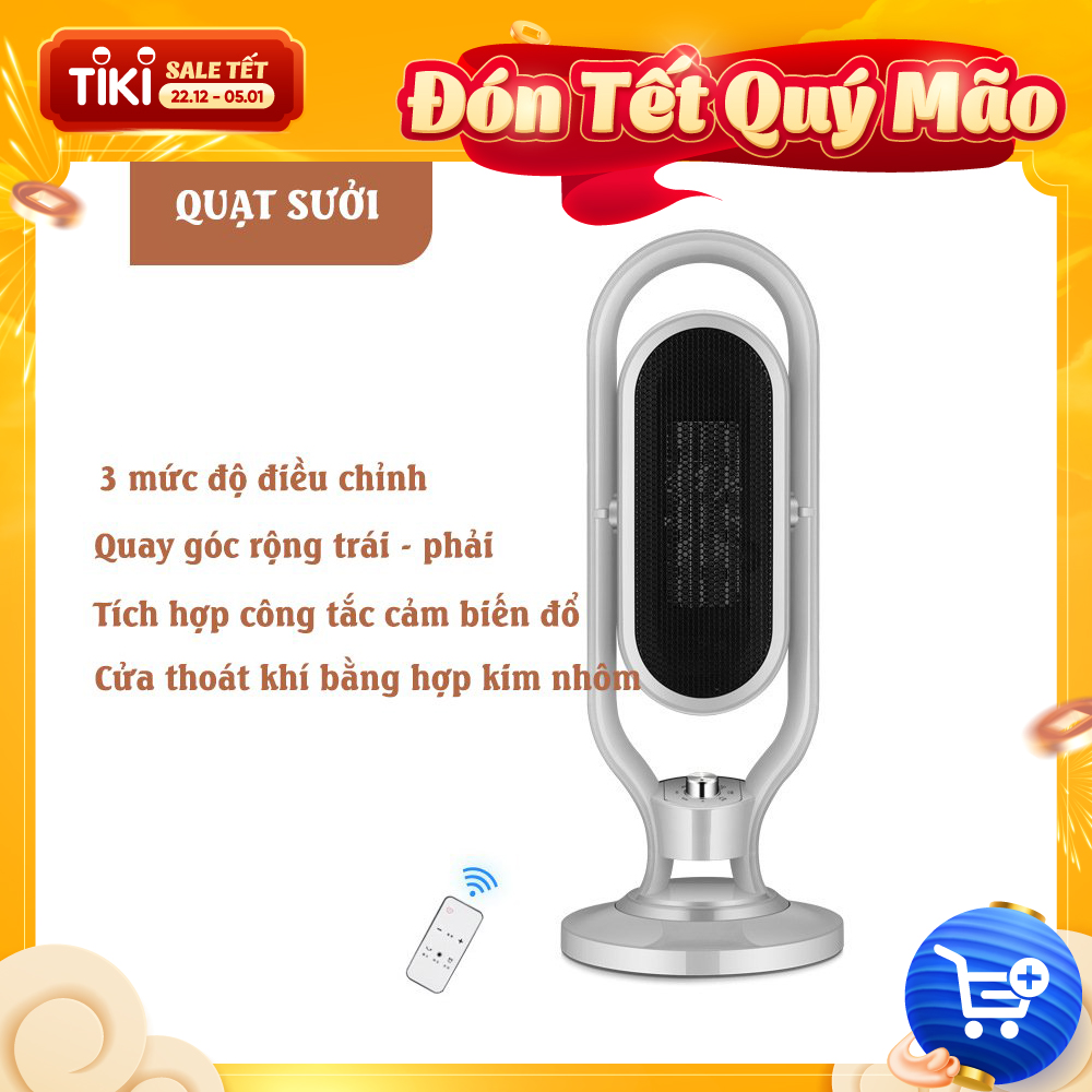 Máy Sưởi Gốm, Quạt Sưởi Gốm PTC Model AMOI Cao Cấp Ấm Lên Nhanh Chóng Không Khô Da Kèm Điều Khiển Từ Xa