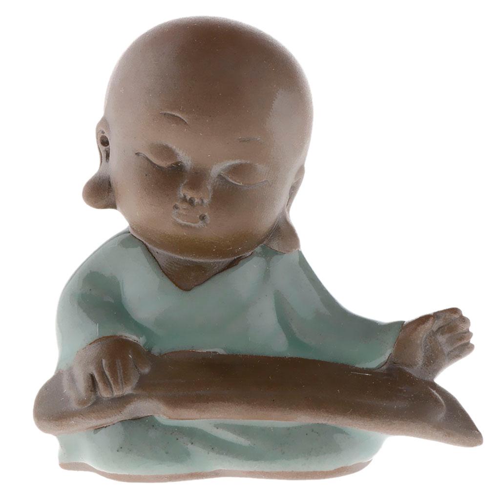 Baby Buddha Asian  Decor Statue Ceramic Kids Monk Figure Ornament A