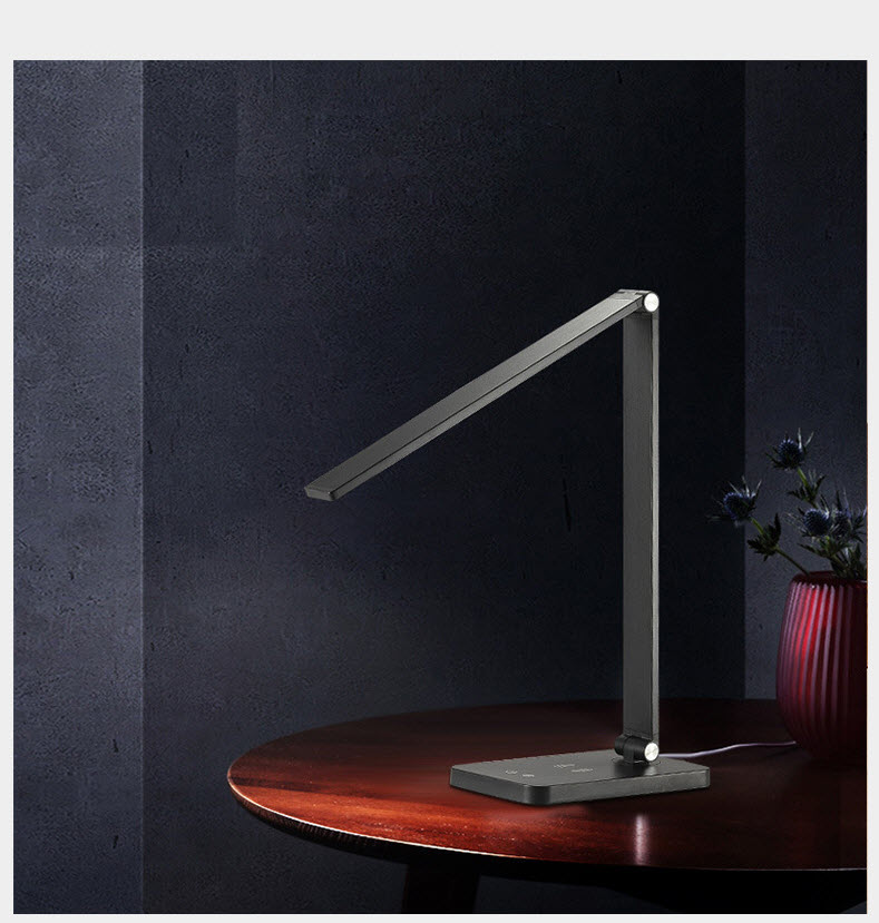 Đèn Bàn Học Đọc Sách, Làm Việc Đèn LED Chống Cận, Đèn Ngủ, Cảm Ứng Nhôm Cao Cấp eLights Độ Sáng 700Lumen, 3 Cấp Độ Sáng, 5 Chế Độ Màu, Có Cổng Sạc USB Cho Điện Thoại