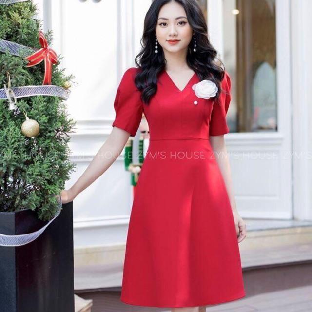 Đầm xoè kết hoa trắng SIÊU XINH ( Size M/L/XL/2XL đến 70Kg ) MMR