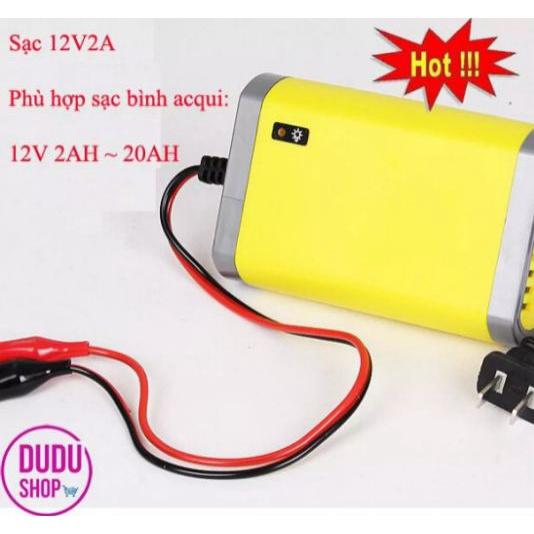 Bộ sạc ắc quy thông minh tự ngắt 12V 2ah - 20ah máy sạc ắc quy xe máy, 12V vàng