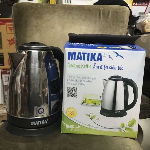 Ấm Siêu Tốc 1.8L MATIKA Inox Cao Cấp Công Suất 1500W Tiết Kiệm Điện-Hàng Chính Hãng