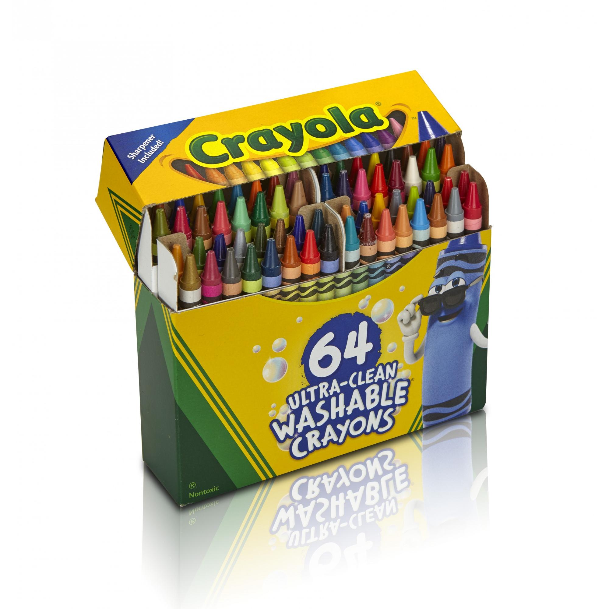 HỘP 64 BÚT MÀU SÁP CRAYOLA RỬA ĐƯỢC KÈM CHUỐT