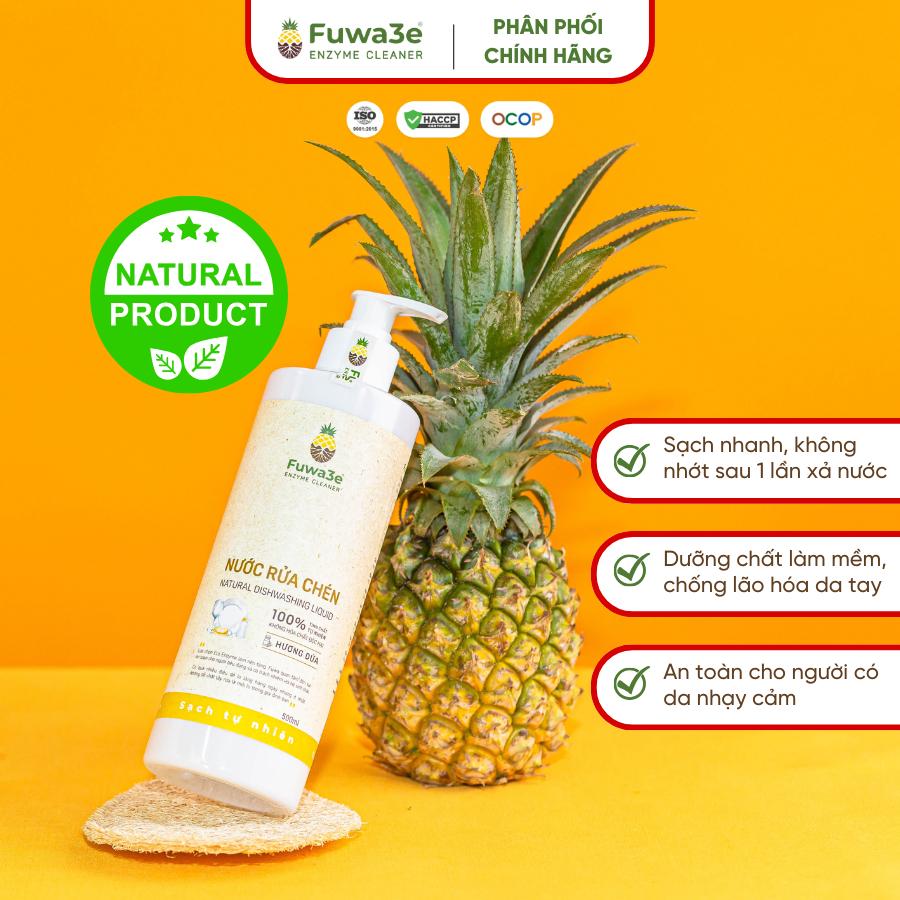 Nước rửa chén organic Fuwa3e hương dứa size mini 100ml không hóa chất bảo vệ da tay