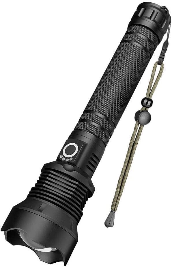 Đèn pin LED siêu mạnh, Đèn pin sạc 90.000 Lumen XHP70 Đèn pin chống nước zoom siêu mạnh, Đèn pin sạc USB