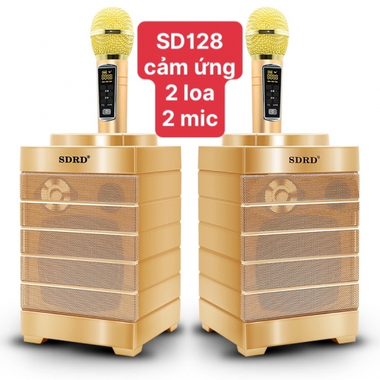 Loa Karaoke SD-128 Cảm Ứng ( 2 Cái Loa Kèm 2 Mic Không Dây)