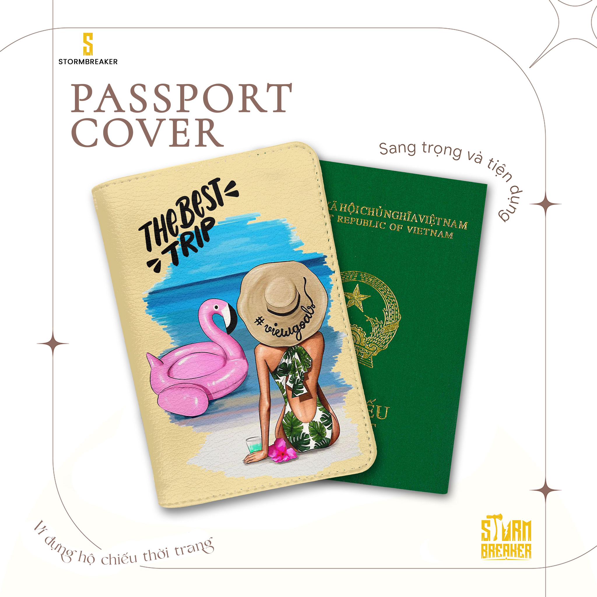 Ví Passport Du Lịch THE BEST TRIP - Bao Da Hộ Chiếu STormbreaker Siêu Dễ Thương - Passport Cover Holder GIRL WITH THE BEACH - Thiết Kế Đơn Giản - Tinh Tế - Hình Ảnh Sắc Nét - TAT014