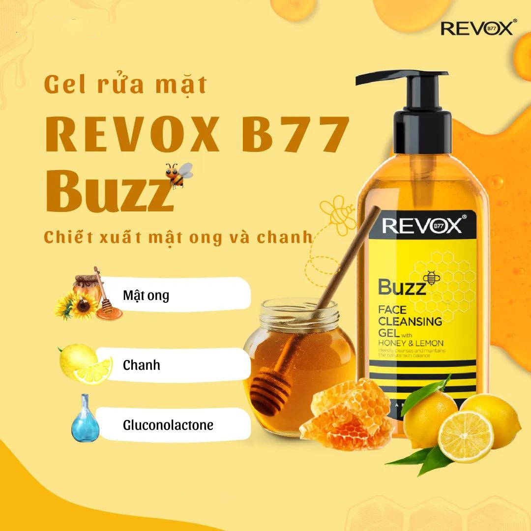 Gel rửa mặt Revox B77 Buzz chiết xuất mật ong và chanh 180ml