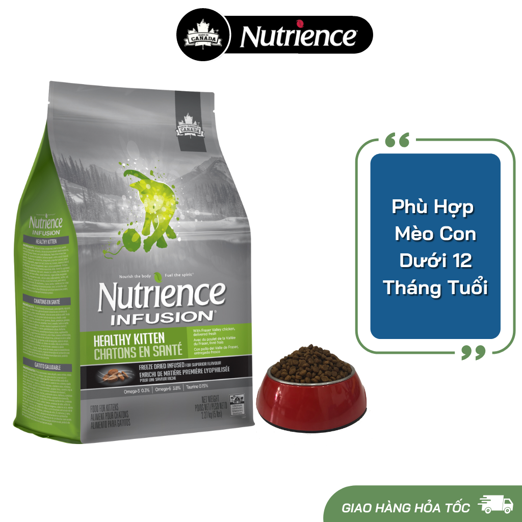 Thức Ăn Cho Mèo Con Nutrience Infusion Bao 2.27kg - Thịt Gà, Dầu Cá Hồi DHA, Rau Củ, Trái Cây Tự Nhiên