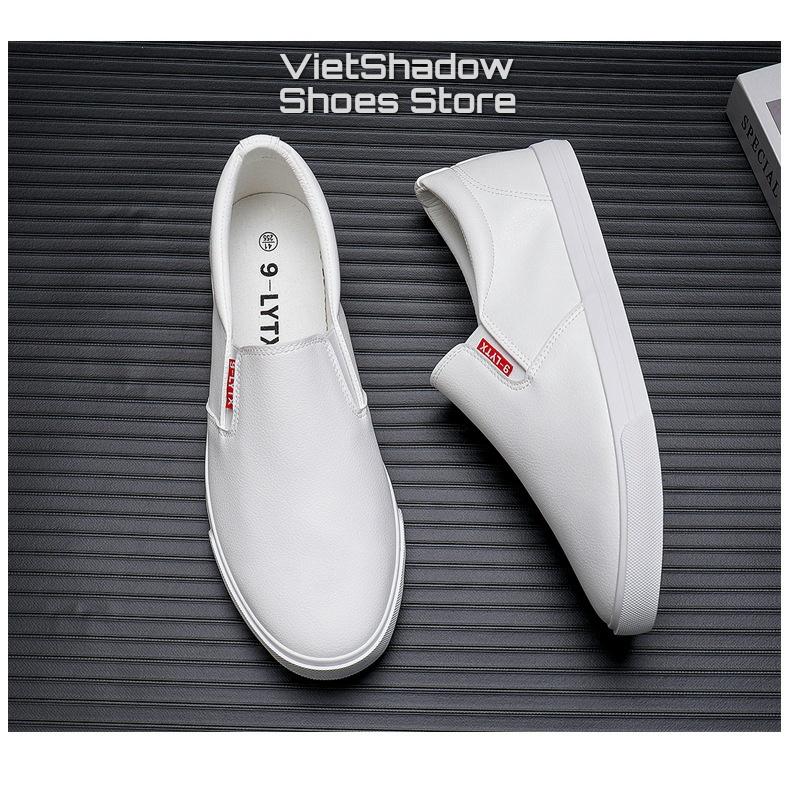 Giày lười slip on nam - Chất liệu da PU, đế cao su 2 màu đen, trắng - Mã SP GL902