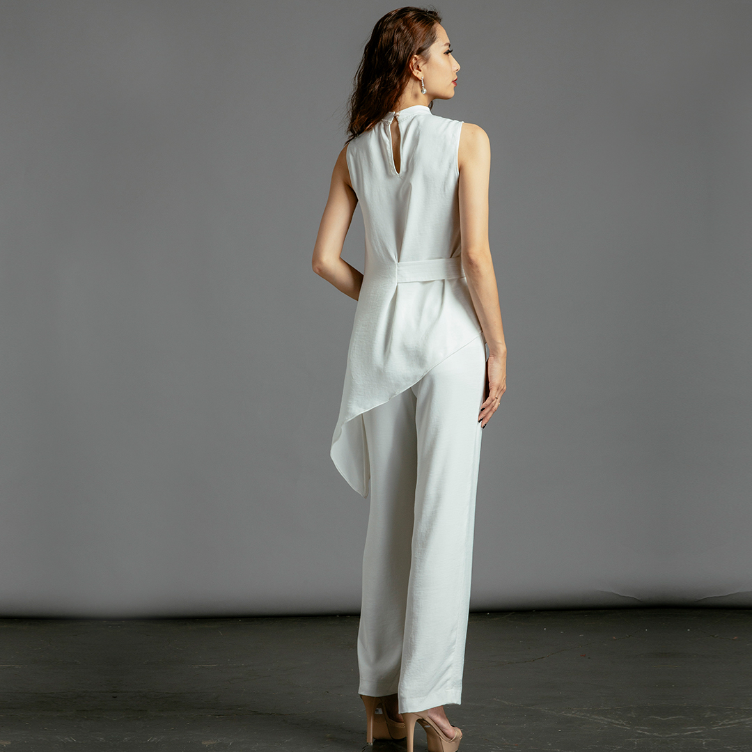 Áo Kiểu Peplum Áo Lệch Tà Thời trang thiết kế Hity TOP118 (Trắng Kim Cương)