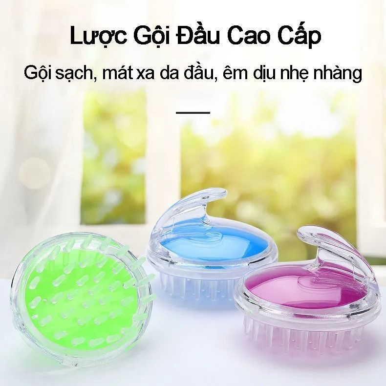 Lược gội đầu silicon mềm cao cấp, gội đầu masage thư giãn, bảo vệ da đầu và tóc, gai mềm thiết kế hiện đại, lược gội đầu green zone