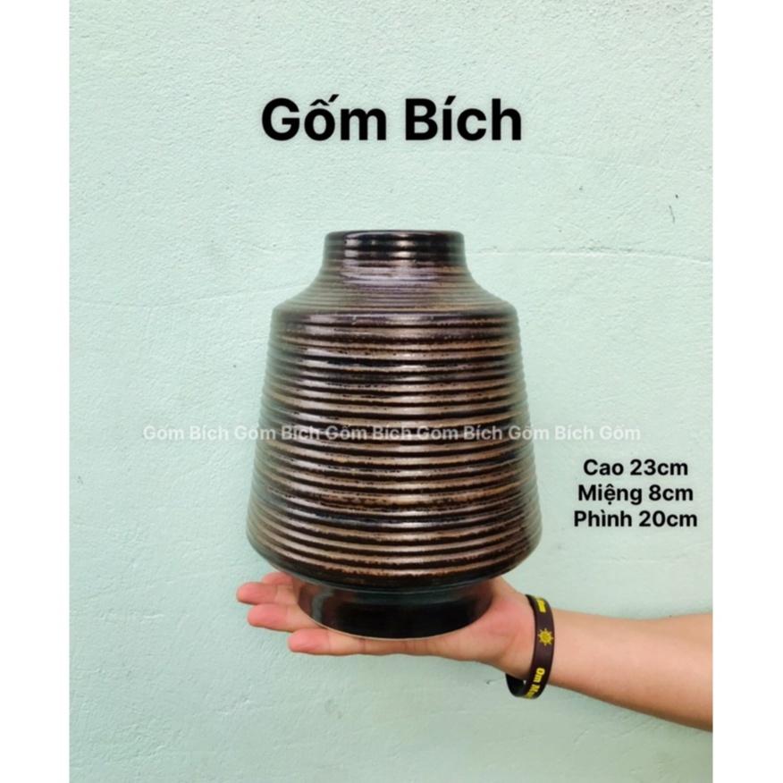 Bình Hoa Lọ Hoa Đẹp Để Bàn Men Mộc Vẽ Hoa Cao 23cm, 29cm Gốm Sứ Bát Tràng - Gốm Bích