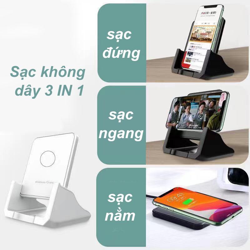 Đế Sạc Điện Thoại Không Dây Cao Cấp Tiện Lợi, Sạc Nhanh Di Dộng Thông Minh Chân Đế Đứng Có Thể Tháo Rời Đa Năng