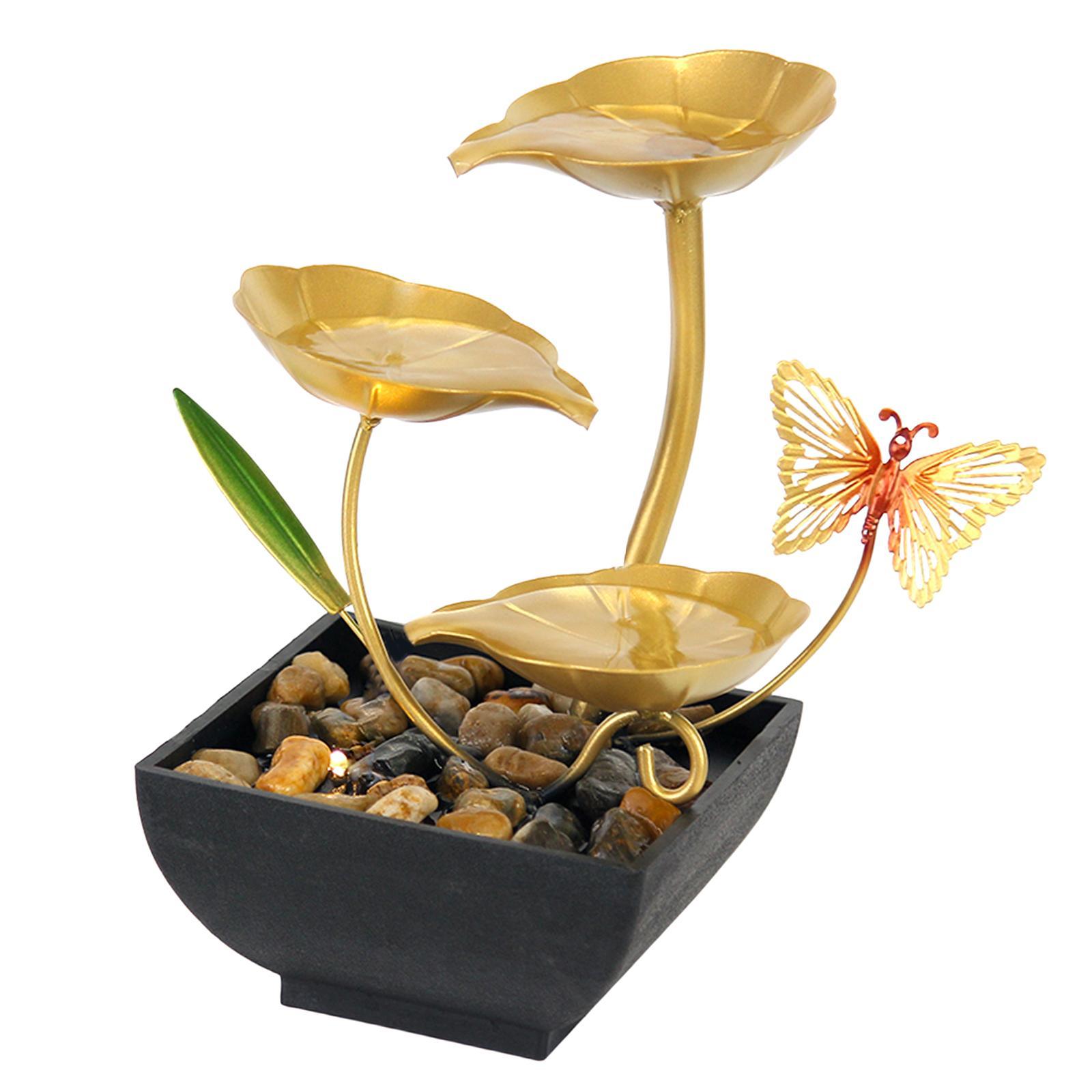 Water Fountains with Rocks Living Room Lotus Shape Desktop Decorative Crafts