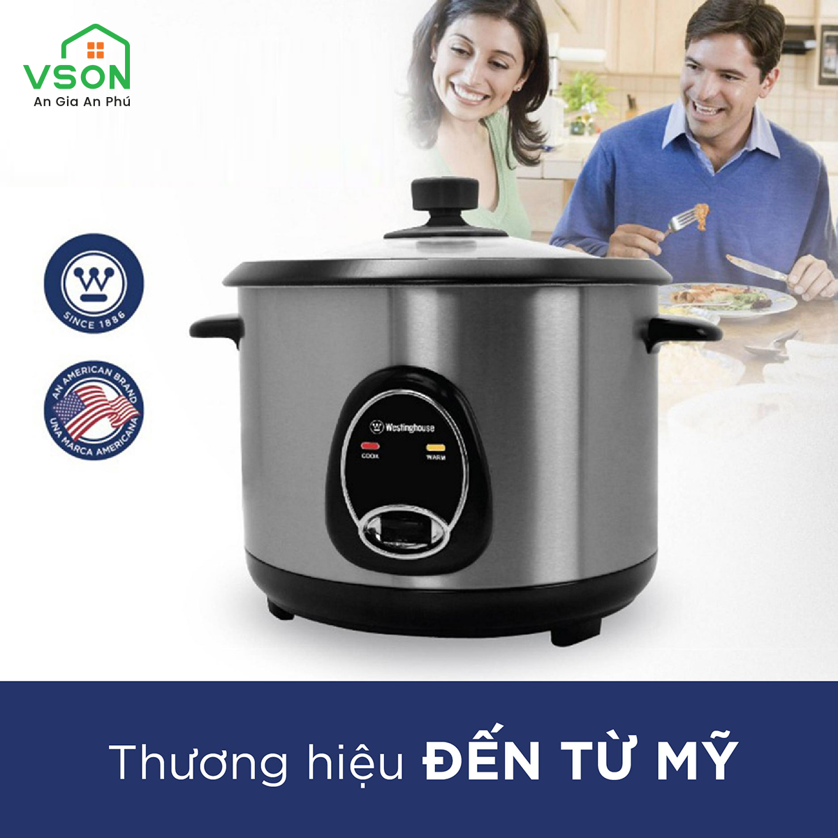 Nồi cơm điện WestingHouse WKRC10D28 Dung tích 2.8L, chất liệu thép không gỉ, phủ chống dính - Hàng chính hãng Mỹ