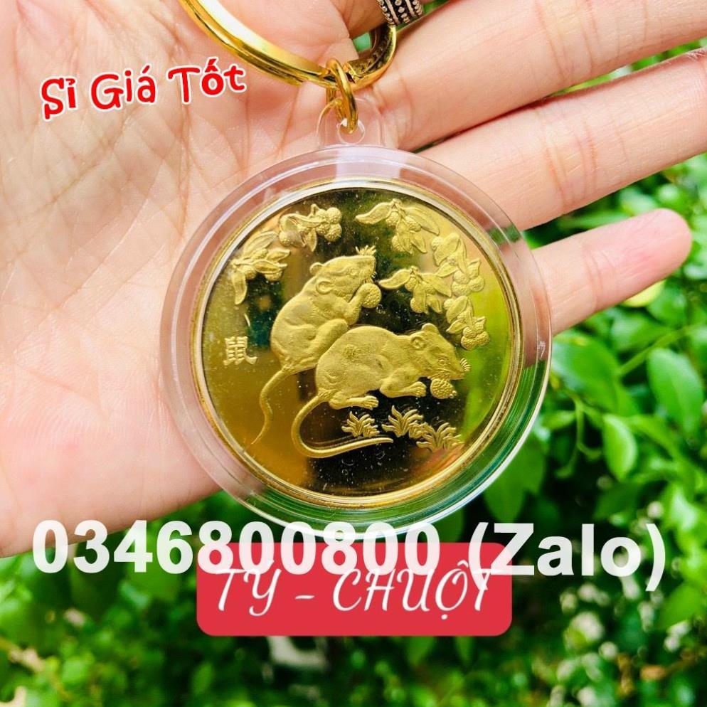 Móc Khóa 12 Con Giáp Đồng Xu Phong Thủy May Mắn