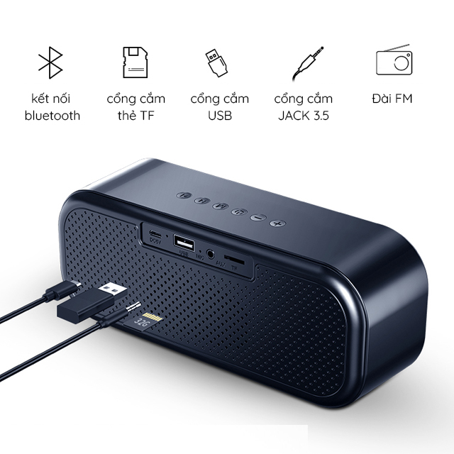 Loa Nghe Nhạc Bluetooth Không Dây Di Động Cầm Tay Mini H9 Kiêm Đài FM và Đồng Hồ BáoThức Phiên Bản Mới Cho Điện Thoạị Laptop ( giao màu ngẫu nhiên )