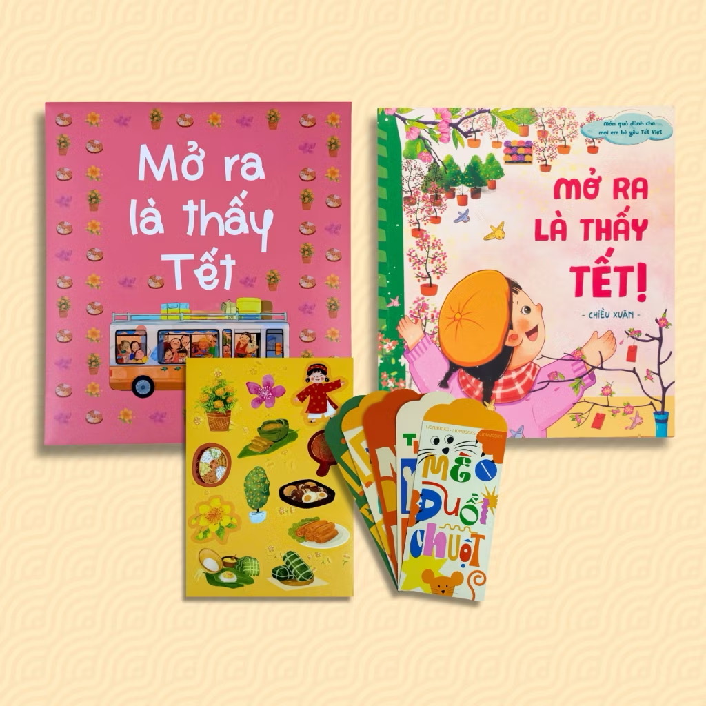 Sách Mở ra là thấy Tết 2025 - Tết là gì hở mẹ (2 phiên bản lựa chọn Bắc Nam tặng kèm sticker, lì xì) - Lionbooks
