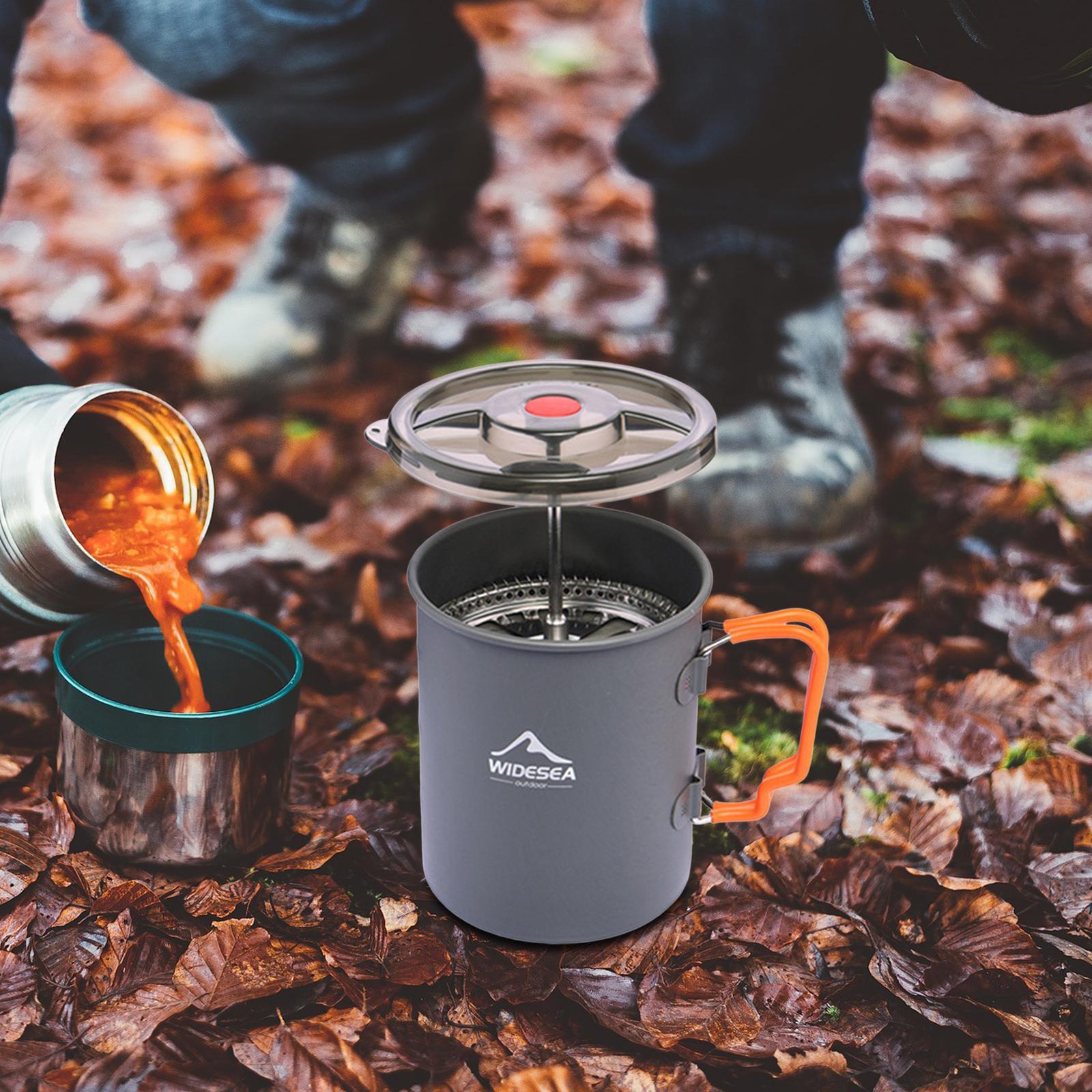 750ml Camping Coffee Pot Camp Cooking Pot with Filter Mesh for Picnic