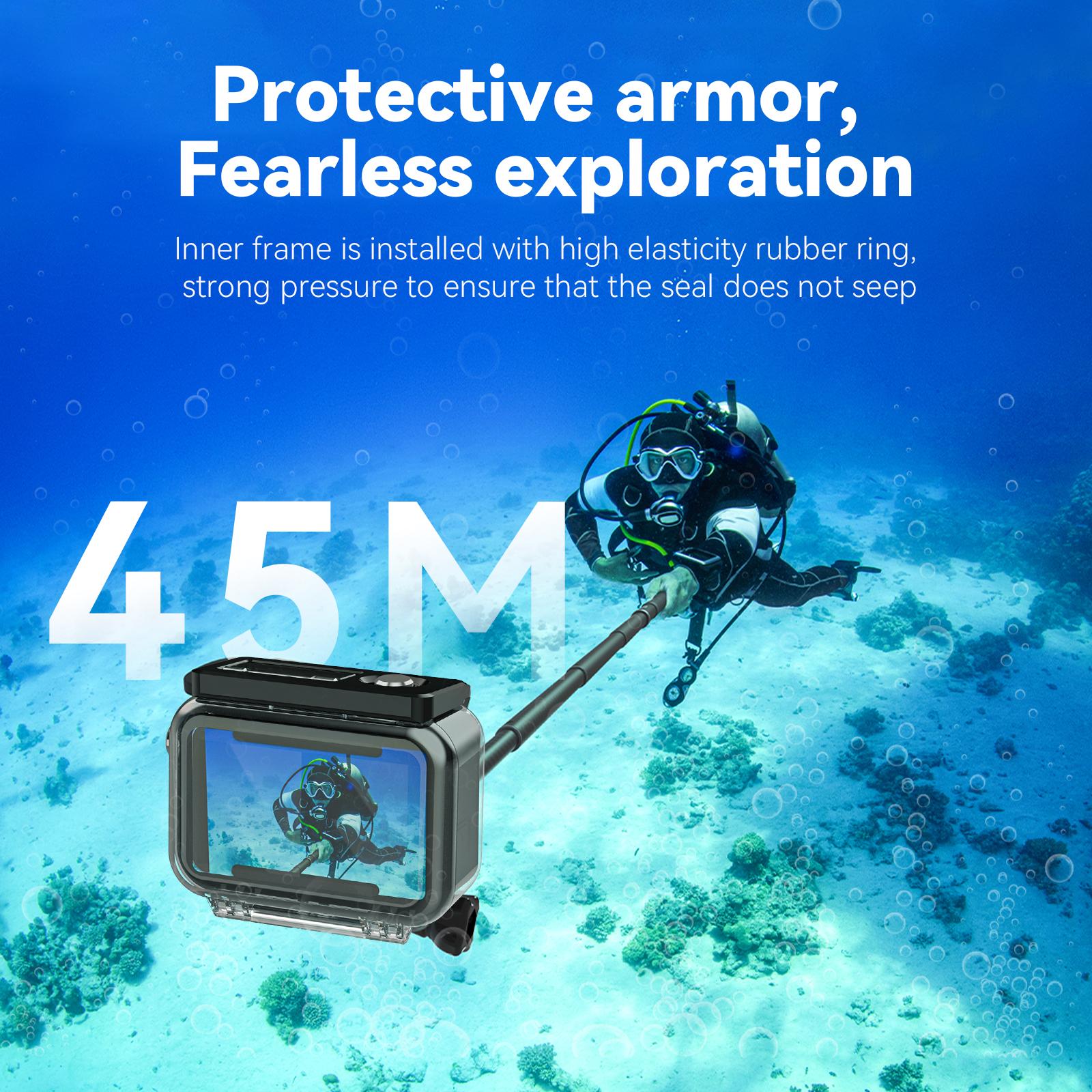 Trường hợp không thấm nước Telesin 45m cho DJI hành động 3 Nhiệt độ chìm dưới nước Trường hợp bảo vệ cường độ cao cho hành động 3