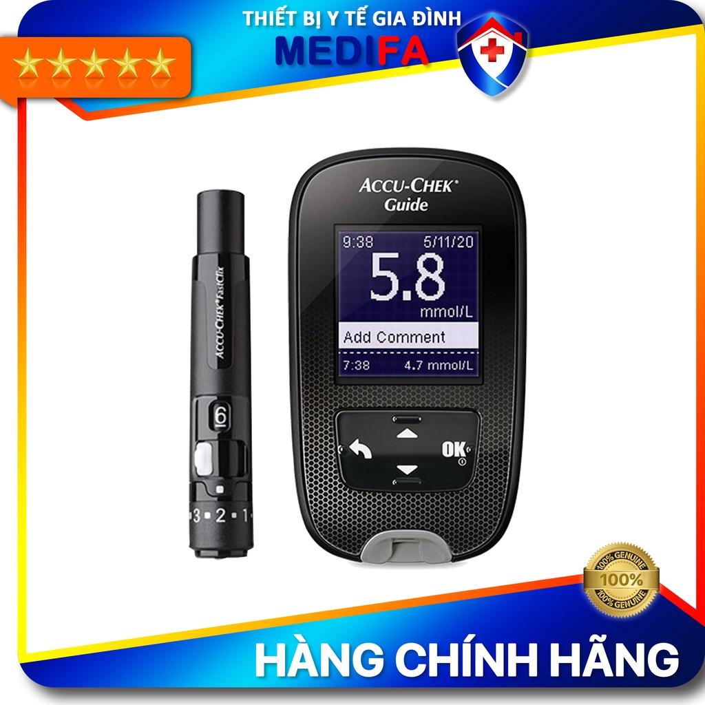 Máy đo tiểu đường Accu-Chek Guide mmol/L kèm dụng cụ lấy máu FastClix &amp; trụ 6 kim