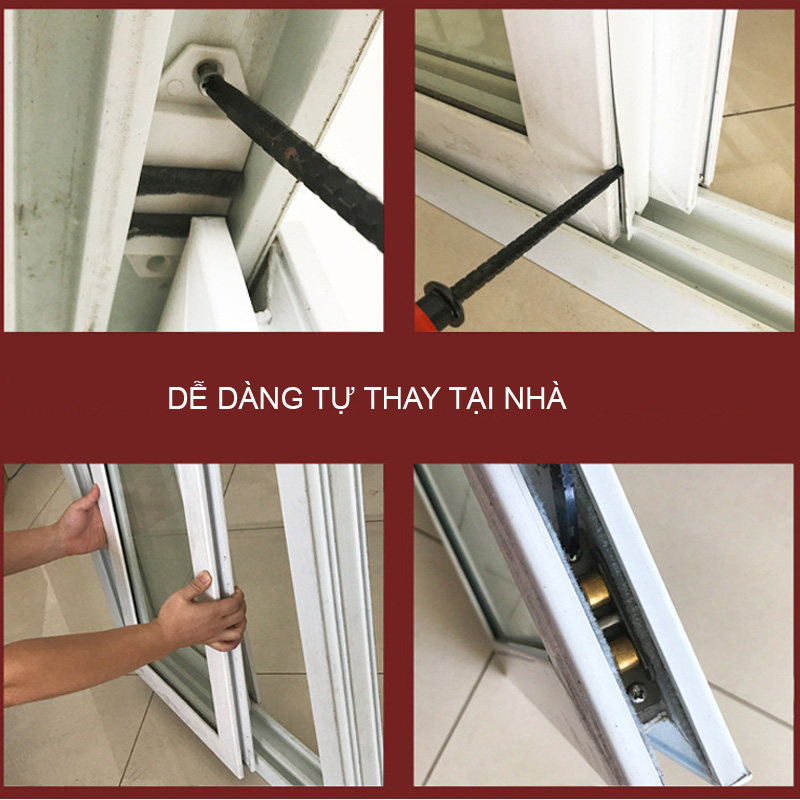 Bộ 2 bánh xe đôi cho cửa trượt-cửa lùa bằng inox không gỉ, rộng 14mm dùng cho cửa nhựa, nhôm, thép