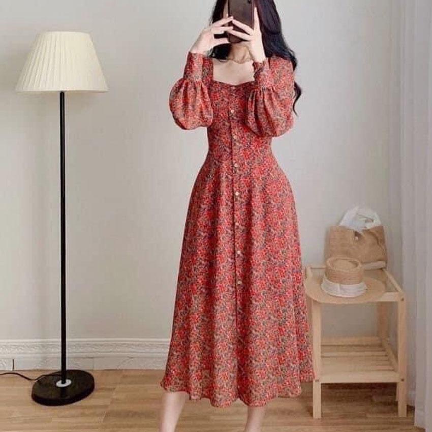 Đầm hoa Bigsize dài tay dáng dài chubbybigsize