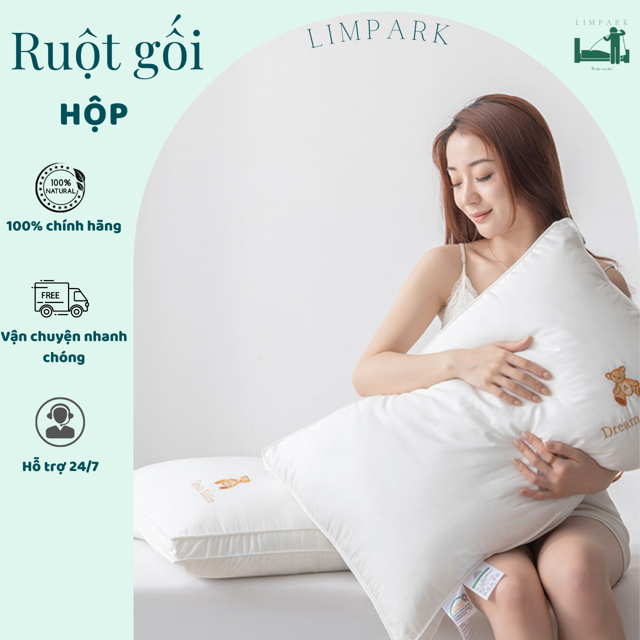 Ruột gối hộp-Ruột gối nằm LÔNG VŨ nhân tạo-Đầy đủ Kích Thước và nhận KT theo yêu cầu khách hàng-BH 1 ĐỔI 1