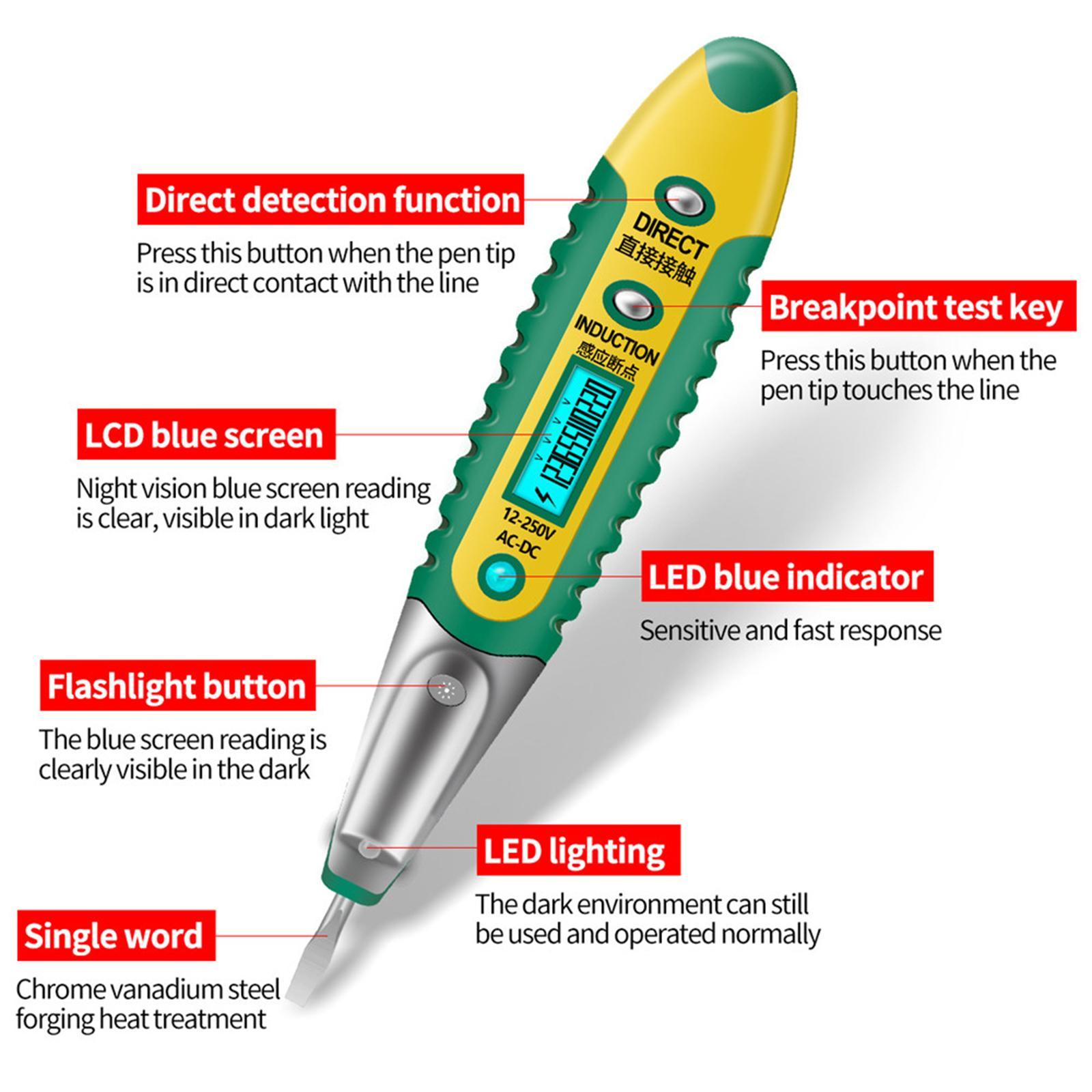 Voltage Tester 12V-250V Portable Circuit Tester Tool Voltage Pen Screwdriver