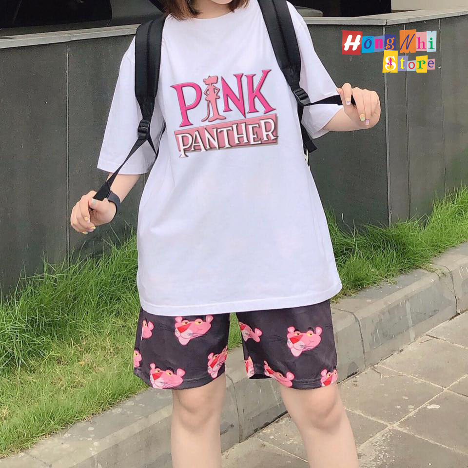 Quần Short Cartoon Unisex Hình Báo Hồng - Quần Đùi Hoạt Hình Siêu Cute - MM