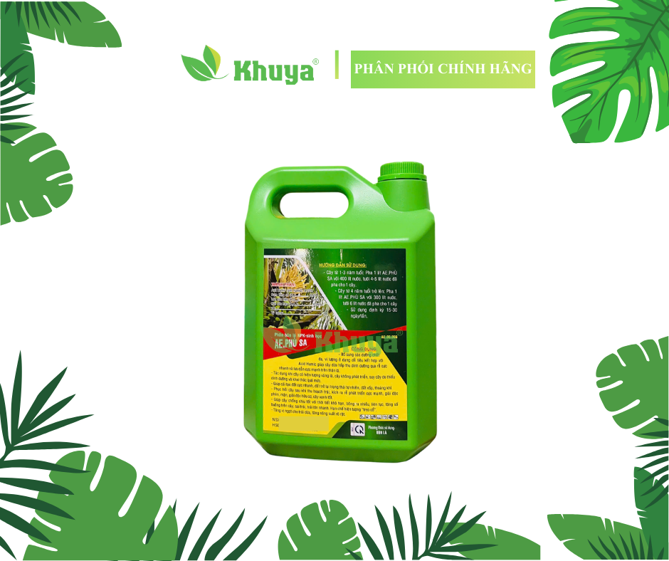 Phân bón lá NPK sinh học AE Siêu Dưỡng Dừa 5 lít Ra Rễ - Dưỡng Cây - Xanh Lá - Lớn Trái