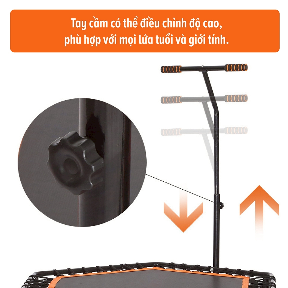 BG Sàn nhún  TRAMPOLINE 50INCH PINK, Đệm bật nhún cao cấp có tay cầm dành cho mọi lứa tuổi  (hàng nhập khẩu)