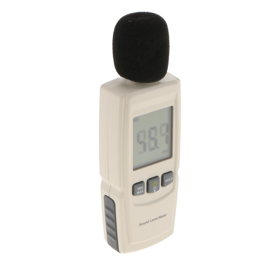 30-130dB LCD Digital Sound Pressure Level Meter Decibel Noise Tester White