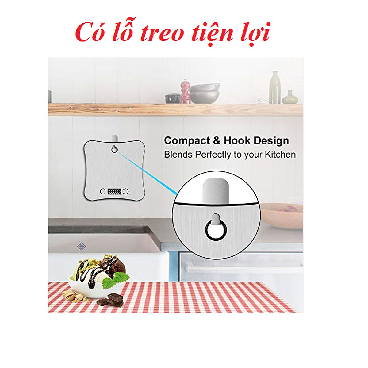 Cân tiểu ly điện tử 5kg phím cảm ứng - cân tiểu li điện tử có độ chính xác cao, có lỗ treo tiện lợi