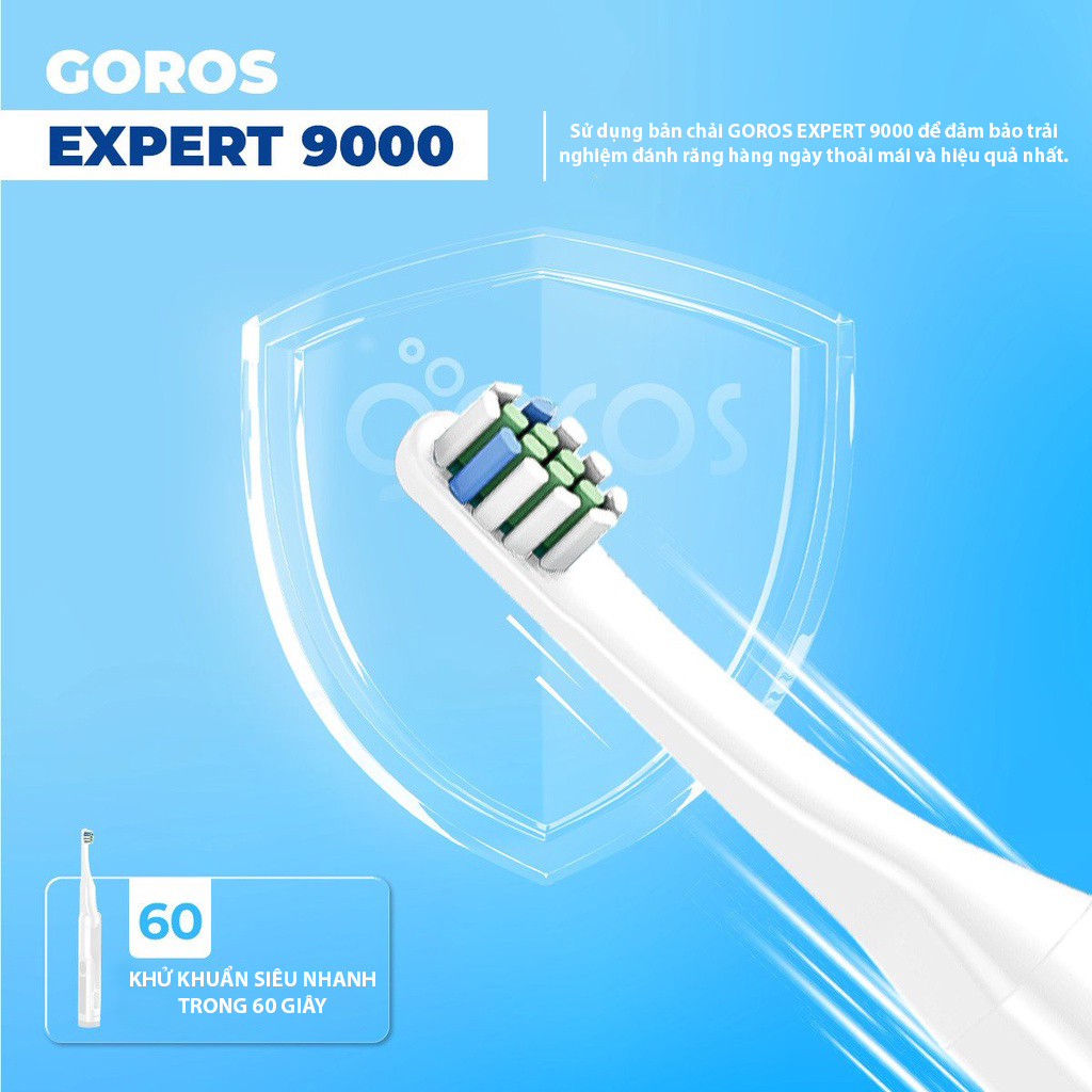 Bàn Chải Đánh Răng Điện Goros Expert 9000 Electric Toothbrush - Hàng Chính Hãng