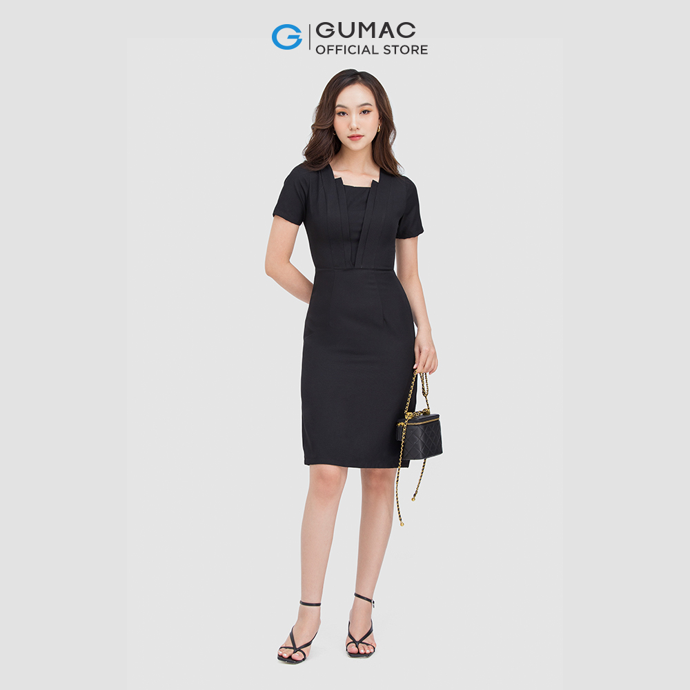 Đầm nữ GUMAC DC05011 form A hơi suông nhẹ cổ vuông thanh lịch