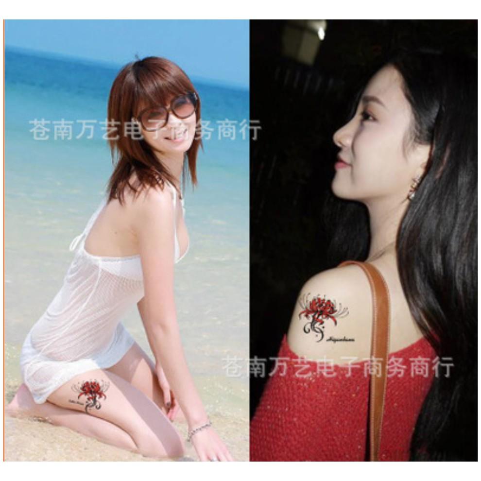 Hình xăm dán hoa bỉ ngạn màu 10x6cm