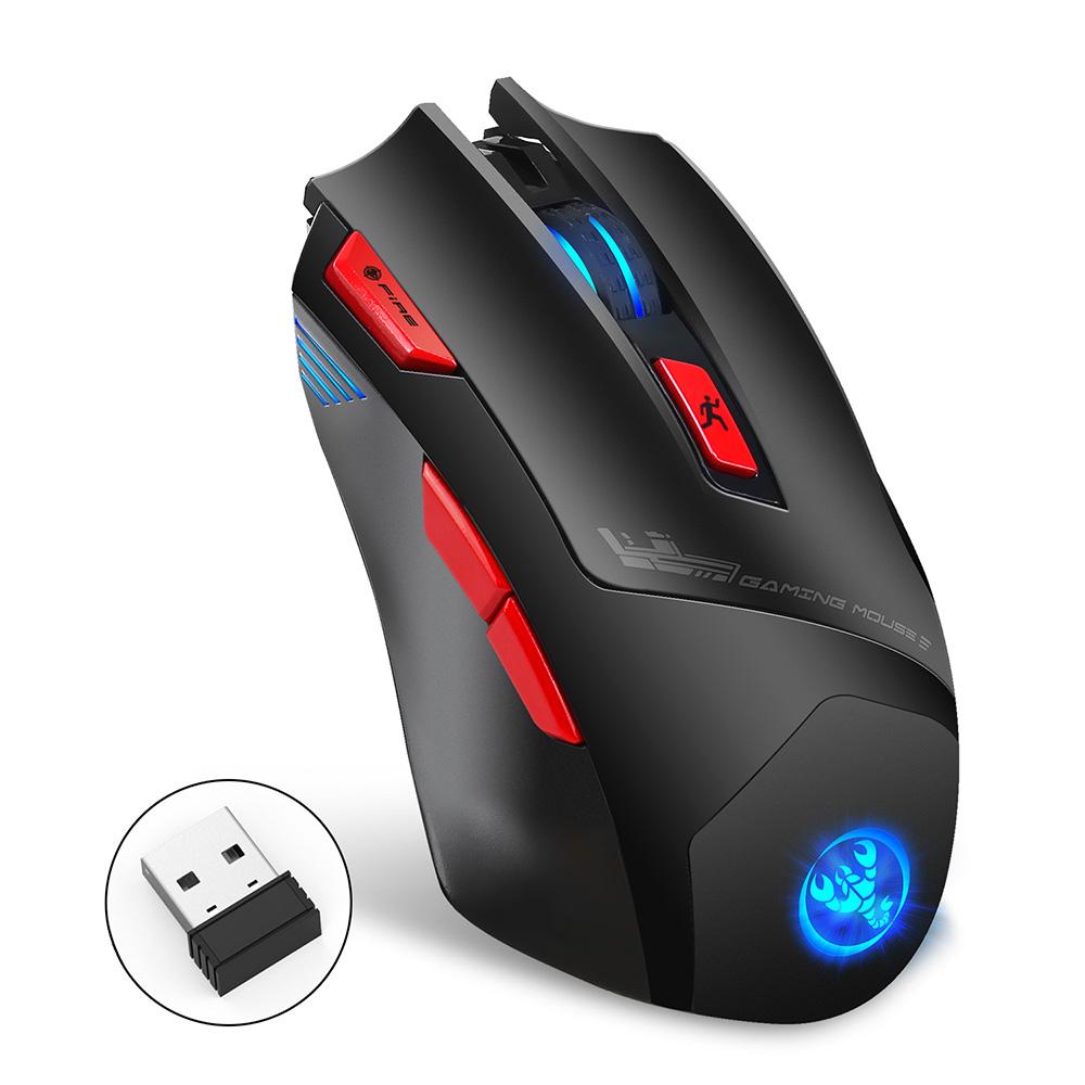 HXSJ T88 Wireless Gaming Mouse Rechargeable 7 Key Ergonomic Design Macro Programming Adjustable 4800DPI Optical Computer