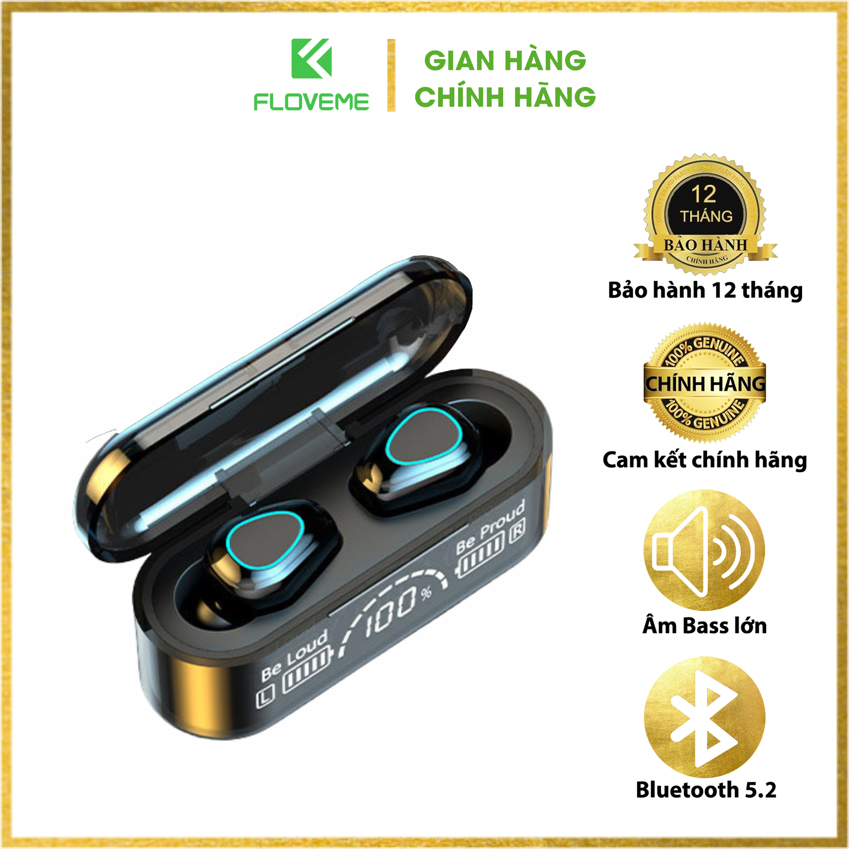 Tai Nghe Bluetooth V5.2 F11S Cao Cấp, Chống Nước IPX7, Hỗ Trợ Đàm Thoại, Màn Hình Hiển Thị Cảm Ứng, Siêu nhỏ, Siêu gọn - Hàng Chính Hãng