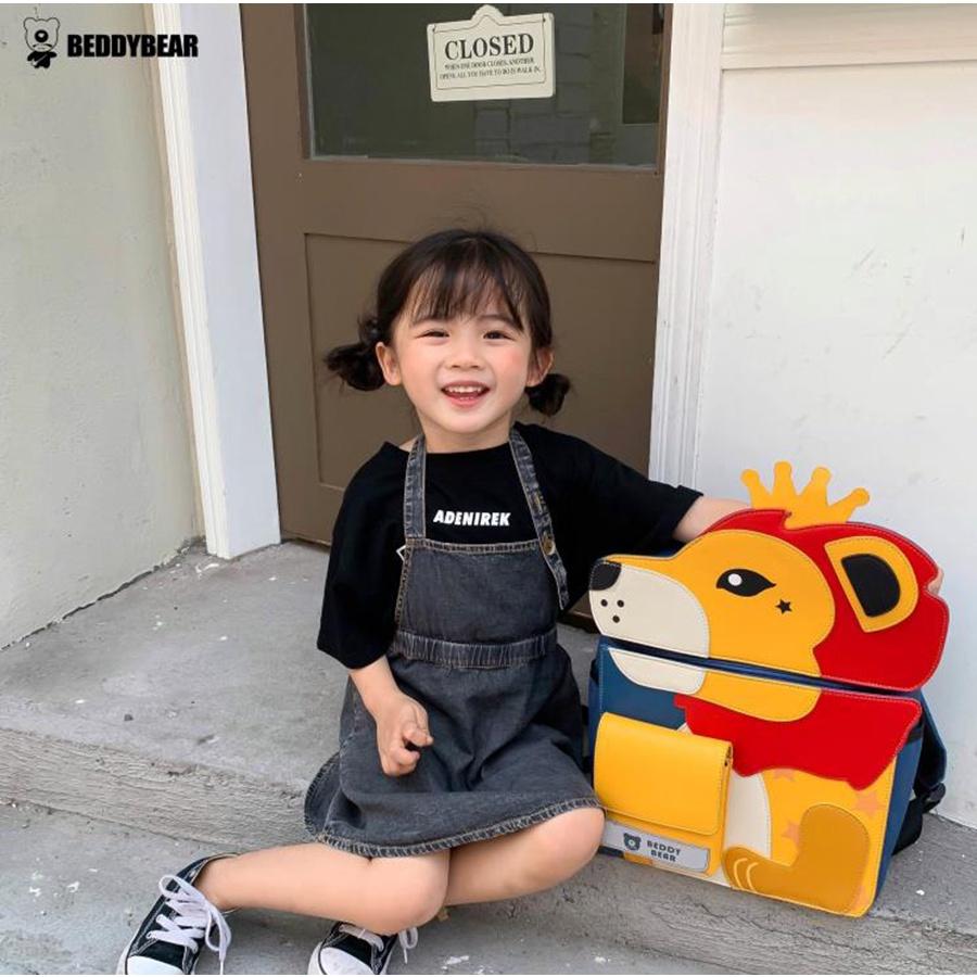 Balo cho Bé Mẫu giáo từ 5 tuổi BEDDYBEAR - Dòng Cute Bag 2.0 họa tiết Sư tử - Thiết kế chống gù lưng - Chất liệu Vải phối da Pu cao cấp - Mã MQ