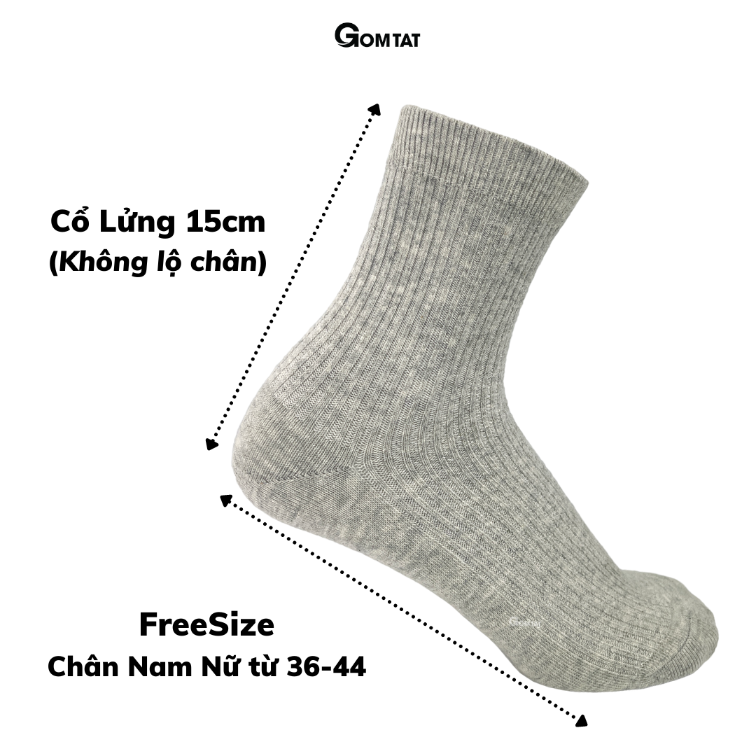 Tất Vớ Nam Nữ Cổ Lửng GOMTAT Mẫu Gân Chìm, Chất Liệu Cotton Cao Cấp Thoáng Khí - FIVE-TAY10-LUNG