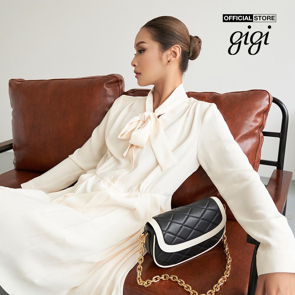 GIGI - Đầm mini tay dài cổ V phối thắt nơ to thời trang G2102D222151