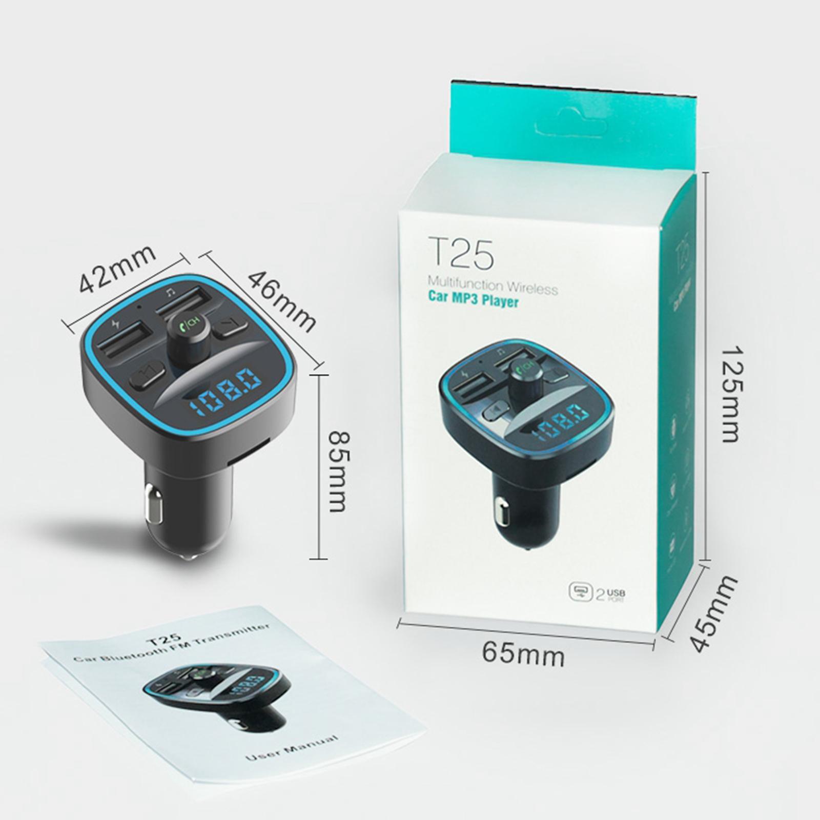 Wireless Car FM Transmitters Multifunction Hands-Free Calling Dual USB Port