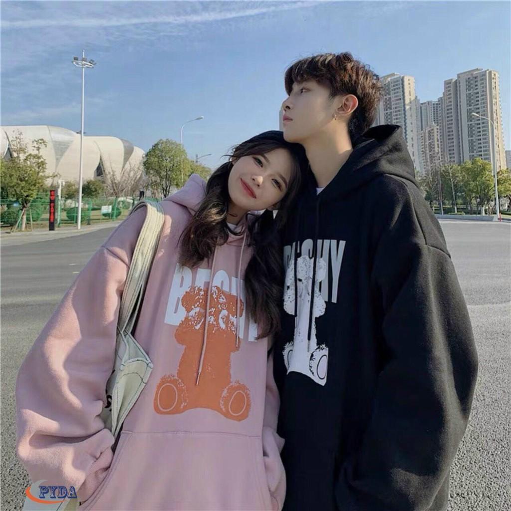 Áo khoác hoodie nam nữ chất nỉ ngoại chi đầu họa tiết chữ cùng in 3d hình gấu hót trend