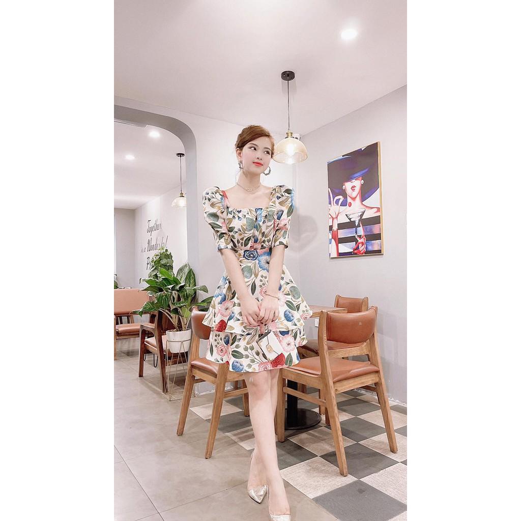 Đầm hoa cổ vuông V1841 - Đẹp Shop DVC