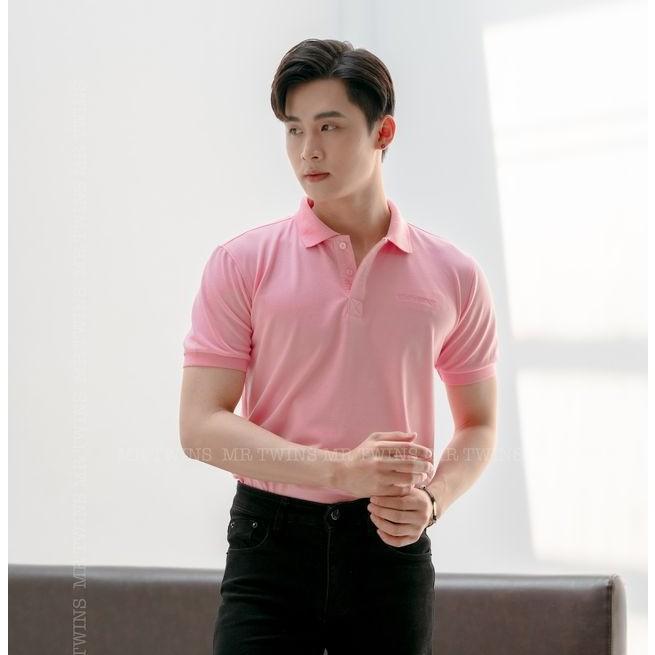 Áo Thun Polo Nam Cổ Bẻ Basic Màu Hồng Phấn Vải Cotton Cá Xấu Thương Hiệu Mr Twins