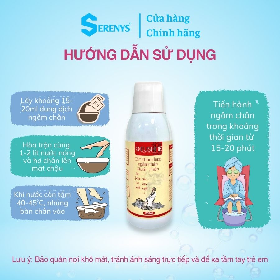 Cốt Thảo Dược Ngâm Chân Quốc Thiên Serenys hỗ trợ giảm chứng phong thấp, đau mỏi, suy tĩnh mạch